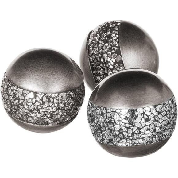 Schonwerk Silver Decorative Orbs for Bowls and Vases Set of 3 Resin Sphere Balls - Picture 5 of 5